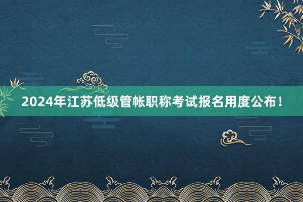 2024年江苏低级管帐职称考试报名用度公布！